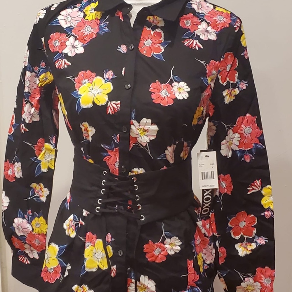 XOXO Cotton Printed Corset Shirt